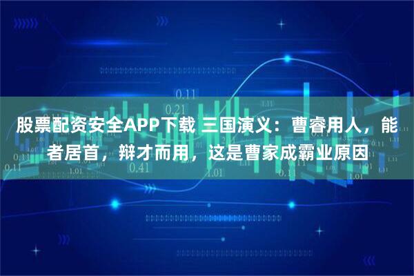 股票配资安全APP下载 三国演义：曹睿用人，能者居首，辩才而用，这是曹家成霸业原因